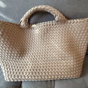 NAGHEDI St Barths Handwoven Tote Ecru/Cashmere Neoprene